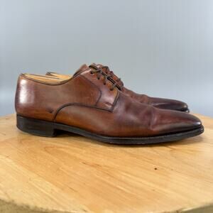 Magnanni Plain Toe Derby Mens Size 8.5 Dress Shoes Pecan Brown Leather Oxford